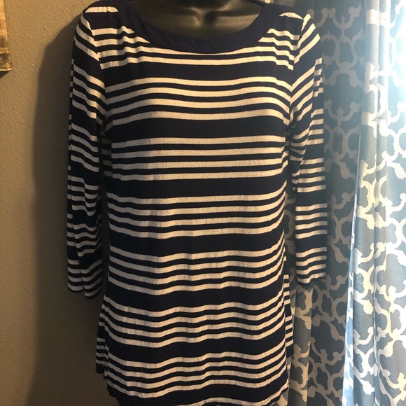 Navy and White Striped Boatneck Top - Picture 1 of 3